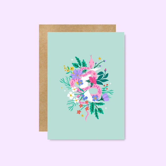 Greeting Card: Floral Snake