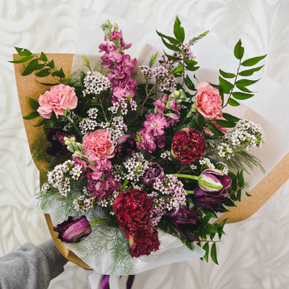 Valentine's Day - Mixed Flower Wrapped Bouquet