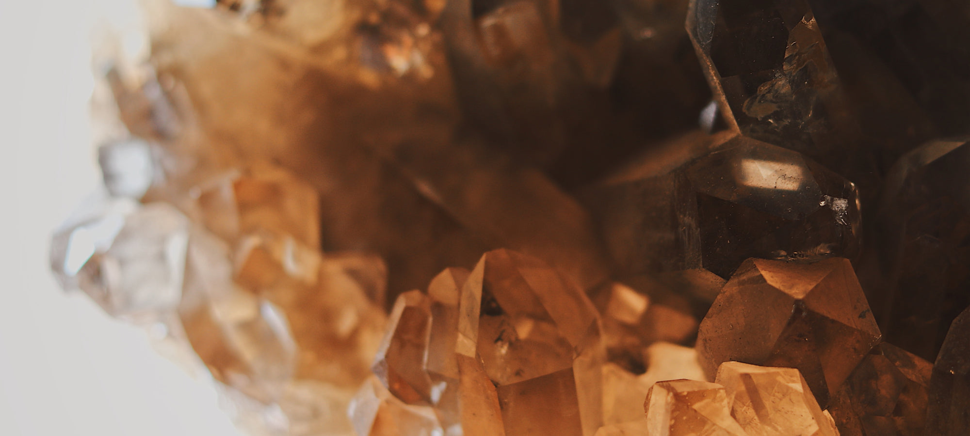 A textural image of a brown translucent crystal