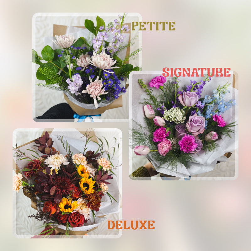 Three different sized bouquets